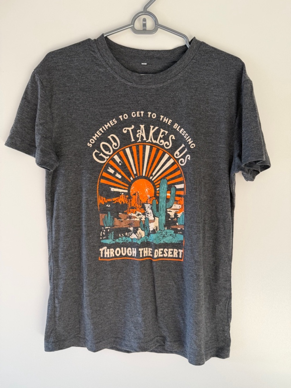 God Takes Us Through The Desert Graphic Tee - Charcoal